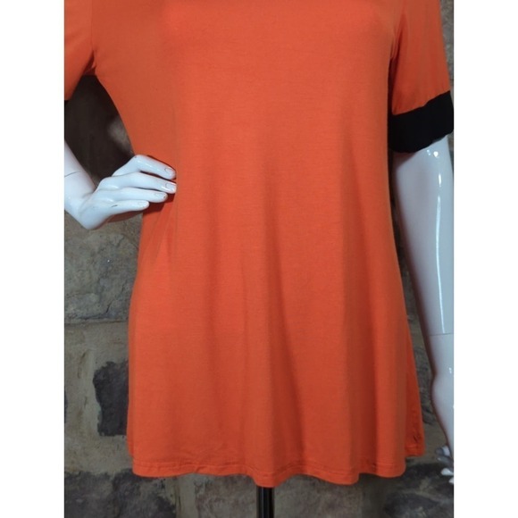 Sarin Mathews Top Orange Black Short Sleeve Round Neck Woman's Size Medium - Picture 4 of 12